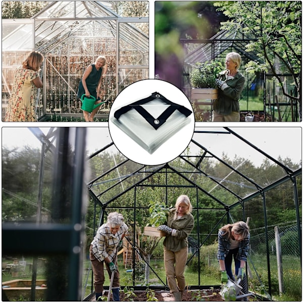 Transparent vattentät presenning med öljetter, transparent vattentät presenning, tillverkad av väderbeständig polyeten (3x3m) 3x3m