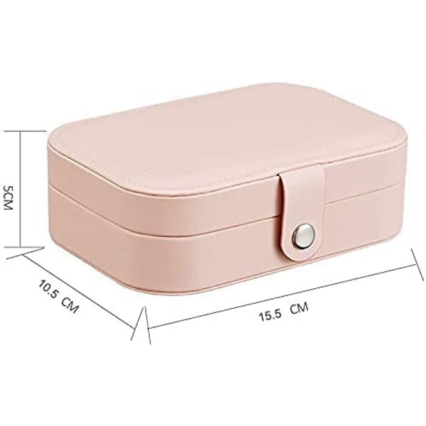 Smykkeboks arrangør liten reise PU lær smykker oppbevaringsboks for ringer øredobber halskjede armbånd kunstlær smykker gaveeske (rosa) Pink