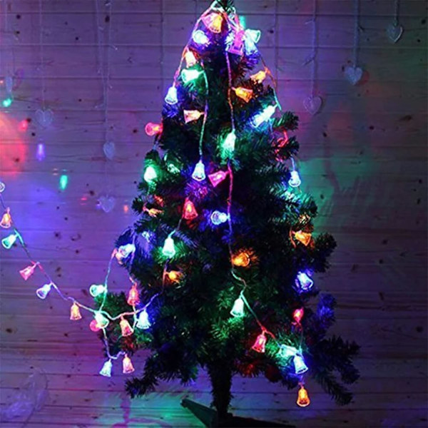 Solcellslingor utomhus 21 fot 30 LED solcellslingor julgransljus för trädgård gård gräsmatta festdekoration, klocka flerfärgad