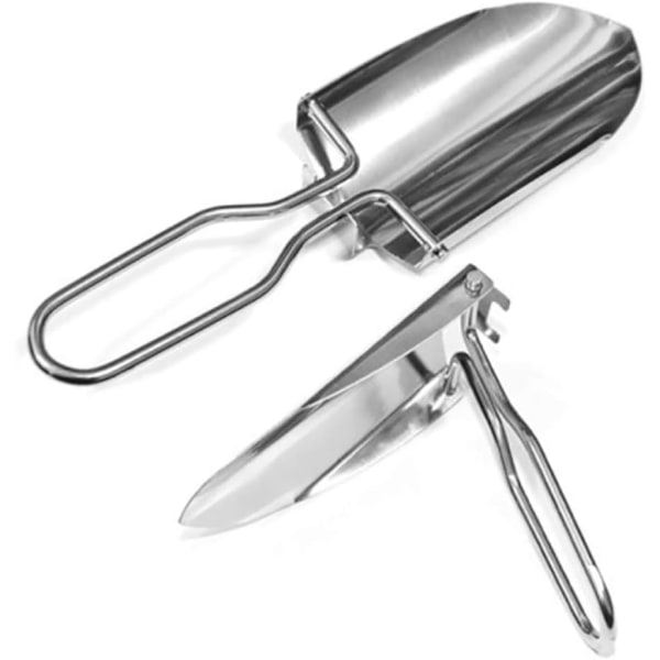 Camping Shovel Folding Shovel Mini Spade Outdoor Garden Stainless Steel Folding Trowel Portable Hand Rust-resistant Metal Portable for Camping Silver