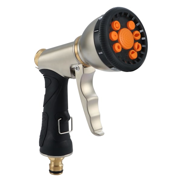 Metall hageslangepistol, høytrykks vannpistol, 9 justerbare mønstre, for vanning av planter, bilvask
