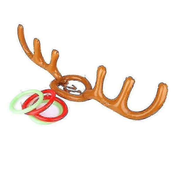 Julgransfest Kastring Uppblåsbara Horn Älg Huvud Ring Spel Uppblåsbar Julhatt
