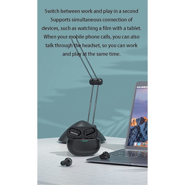 Bluetooth-hodetelefoner Trådløst headset Bluetooth-headset, IPX5 Vanntett, Dobbel mikrofon Talking Noise Cancellation, Med lading-svart