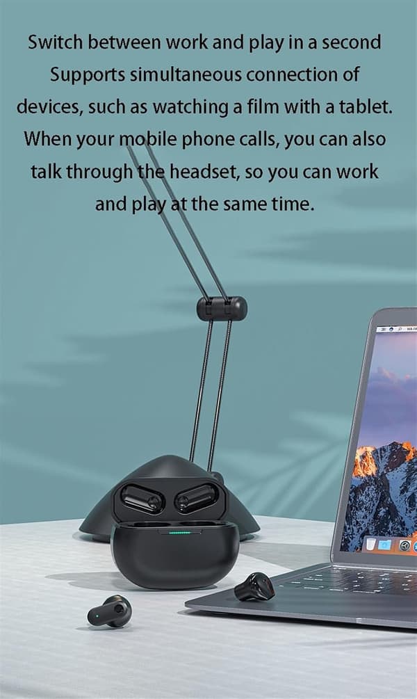 Bluetooth-hodetelefoner Trådløst headset Bluetooth-headset, IPX5 Vanntett, Dobbel mikrofon Talking Støyreduksjon, Med lading-hvit