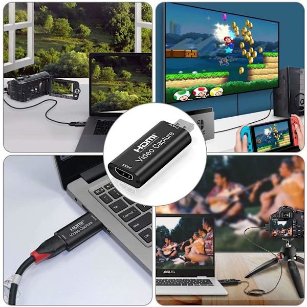 Ääni- ja videokaappauskortti, 1080p HDMI-USB-sovitin, kannettava Plug & Play -kaappauskortti