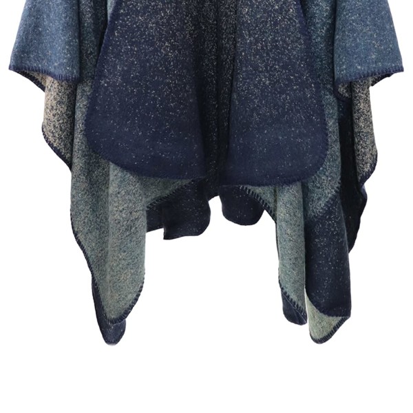 Dame Poncho Strikket Oversized Tæppe Cape Halstørklæde Navy blue