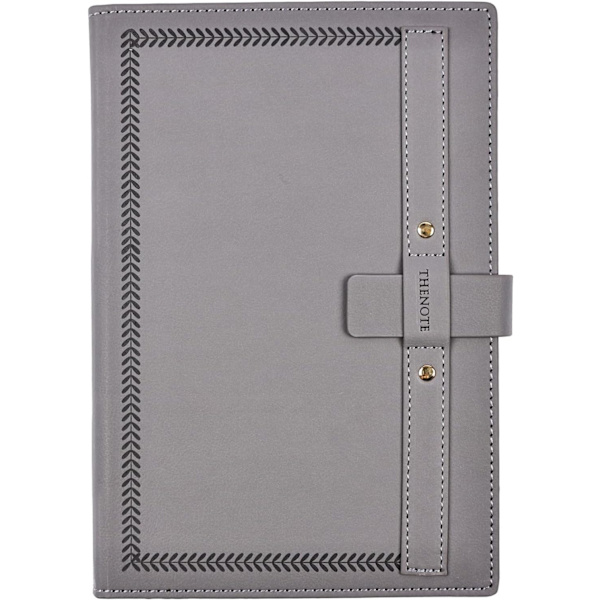 A5 Ruled Notebook, Kreativa insats spänne anteckningsböcker, Tjockt linjerat papper Kompositionsbok 320 sidor för kontor skola hem, 14,5 x 21 cm (grå) Gray