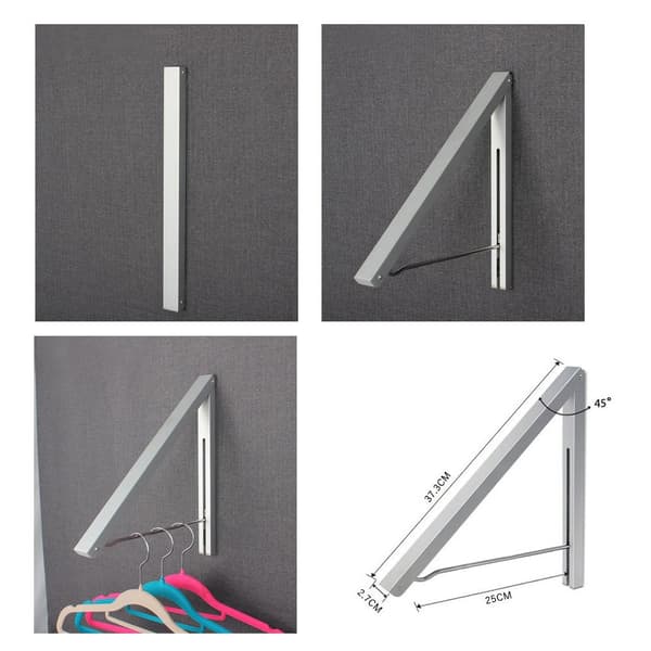 Klädhängare Fällbar Väggmontering Aluminium Hemförvaring Utrymmesbesparande 2-pack silver