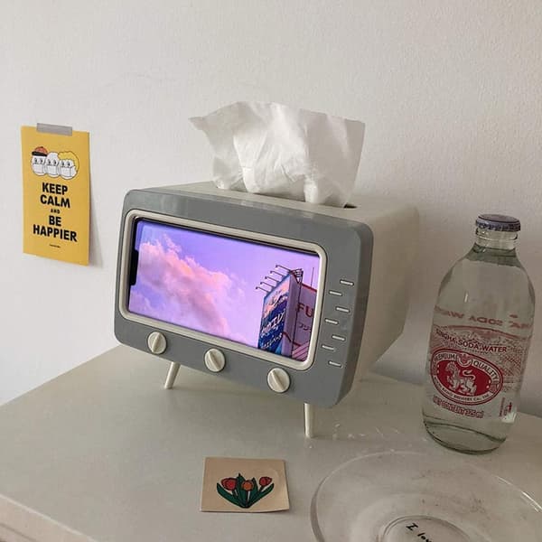 TV-formet tissueæske White gray