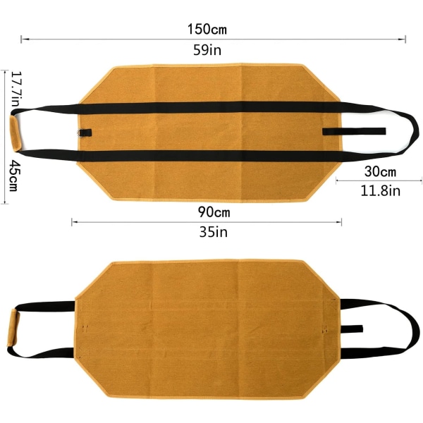 Transport för ved, kanvasväska för brasved, vattenavvisande vedtransportväska, hopfällbara brastillbehör (gul)