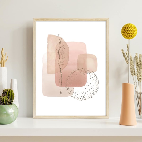 Trendy moderne abstrakt rosa beige geometri lerret maleri plakat og trykk veggkunst bilde uten ramme for soverom stue hjemmedekor 50*70cm