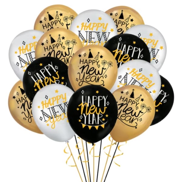 18 st ballonger för gott nytt år svarta gyllene nyårsfestballonger för 2024 nyårsfesttillbehör