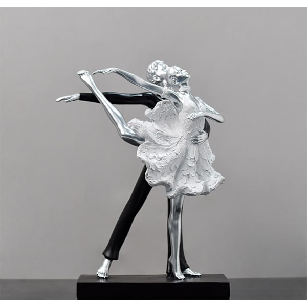 Ballettdanser-statue for hjemmedekorasjon i harpiks silver1