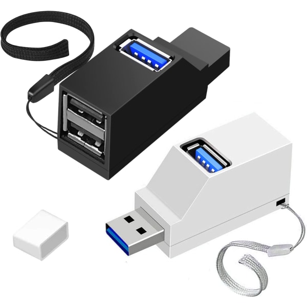 3-Port USB Hub, 2 STK USB 3.0 Hub, USB 3.0 3-Port Hub USB Splitter Bærbar Hub Transfer USB Splitter Adapter for PC og bærbar PC 2pc