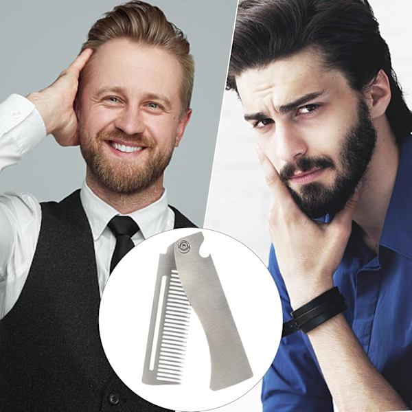 Vikbar Metall Skäggborste, Lättviktigt Stylingtillbehör | Rostbeständig Hårverktyg i Fickformat med Släta Kanter, Multifunktionell Mustaschutredare