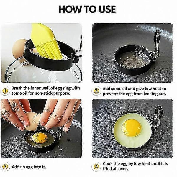 Non-stick pannekakeform i rustfritt stål for perfekte runde egg og crêpes