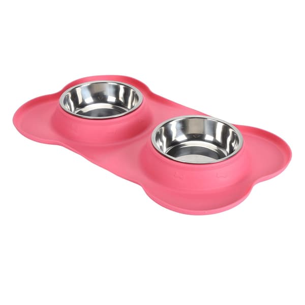 Husdjursmatskålar, Dubbla husdjurskålar (Rosa)