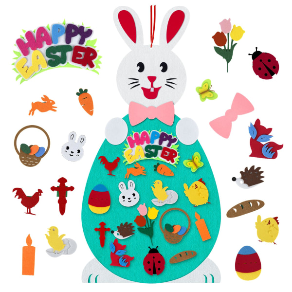 Påskedekor, påskeaktiviteter for barn, påskehare-dekor Veggoppheng, Påskehare Hjem Dørveggdekorasjon, Påskepynt Filtkaninsett