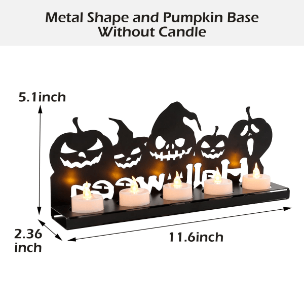 Halloween Funny Shadow Lysestager, Lysestage Hjemmebordsindretning til at holde 5 stearinlys, Unik Dekorationsgave