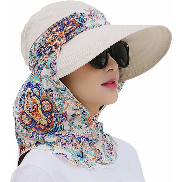Pakbar, formbar, ekstra stor floppy solhat, reversibel, UPF 50+, strand solhat beige