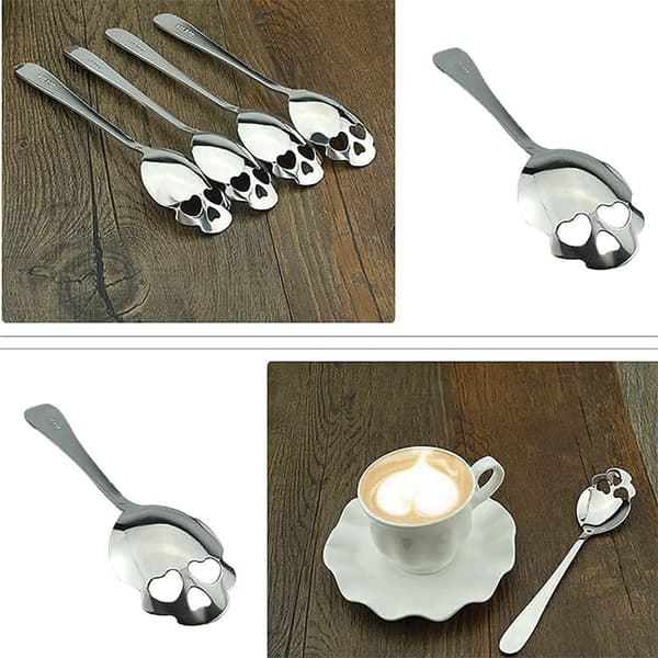 Kaffekop Ske Creative 304 Rustfrit Stål Skalle Kaffe Ske Dessert Rør Ske til Kaffe Dessert Eftermiddagste