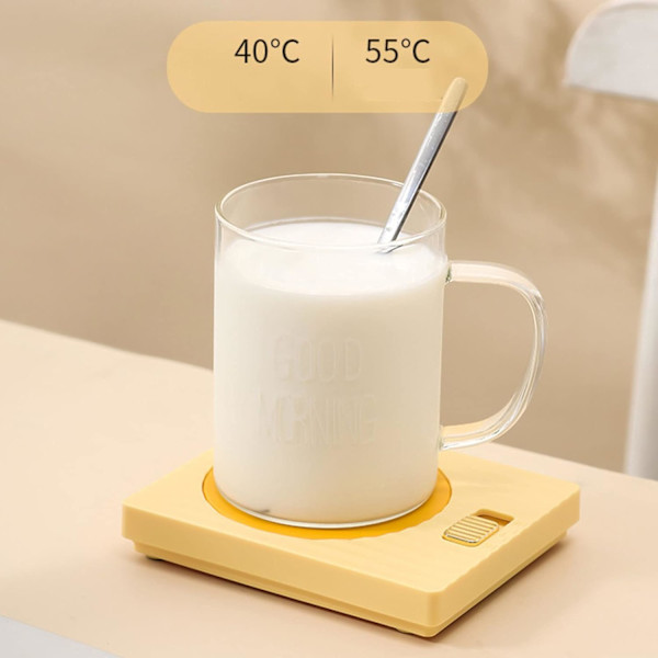 Kaffekoppvärmare för skrivbord, Muggvärmar 2 temperaturer 2 lägen Justerbar konstant temperatur USB-dryckesvärmare för äggkaka våta handdukar 220V, Gul