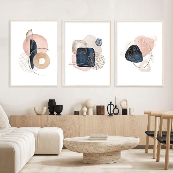 Trendy moderne abstrakt rosa beige geometri lerret maleri plakat og trykk veggkunst bilde uten ramme for soverom stue hjemmedekor 50*70cm