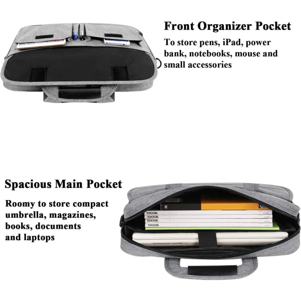 Kantolaukku, Business-kantolaukut, Salkku, Toimistolaukku, Kannettavan tietokoneen kantolaukku, Tietokoneen asiakirjalaukku työhön, kouluun, yliopistoon, Harmaa - 15,7 x 3,1 x 11,8 tuumaa Gray