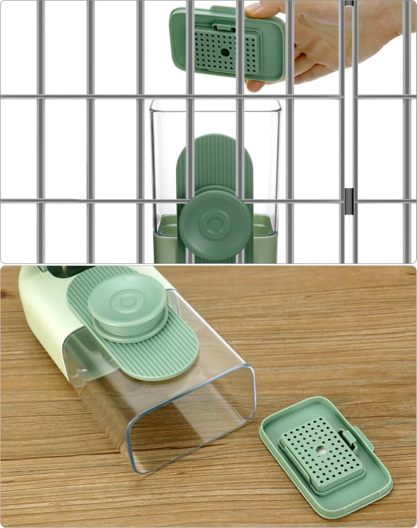 870ML Automatisk Foderautomat och 800ML Vattendispenser för Igelkottar, Kaniner, Kycklingar, Små Katter och Hundar, Automatisk Burfoderautomat