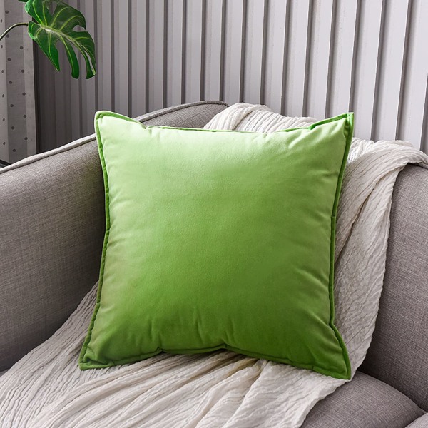 Sett med 2 fløyelsputetrekk, dekorative putetrekk med skjult glidelås, vaskbare putetrekk til sofa, stue (lysegrønn, 50 x 50 cm)