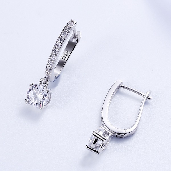 Hoop Loop Örhängen i vitt guld med Element Crystal Sparkling Smyckeskrin Present till mors dag Kvinnor Flicka Mor Fru