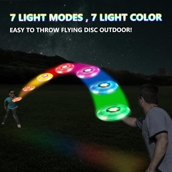 Färgglad Flygande Disk med Ljus - 6 RGB LED-lampor, 12h Batteri, 175g Ultimate Disk, Mjuka Flygande Diskar, Födelsedagspresent för Vuxna/Män/Pojkar/Tonåringar