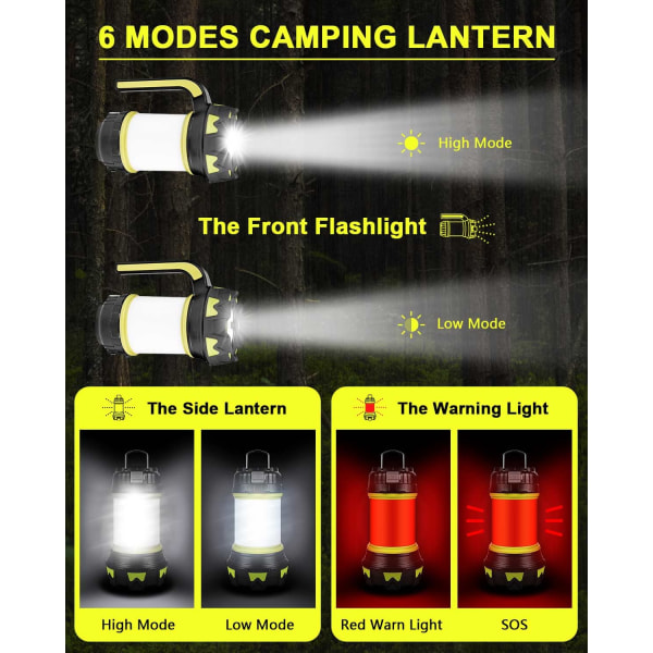 LED Camping Lantern 360° Lighting 6 Modes Waterproof Portable Hanging for Camping/Emergency/Garage etc