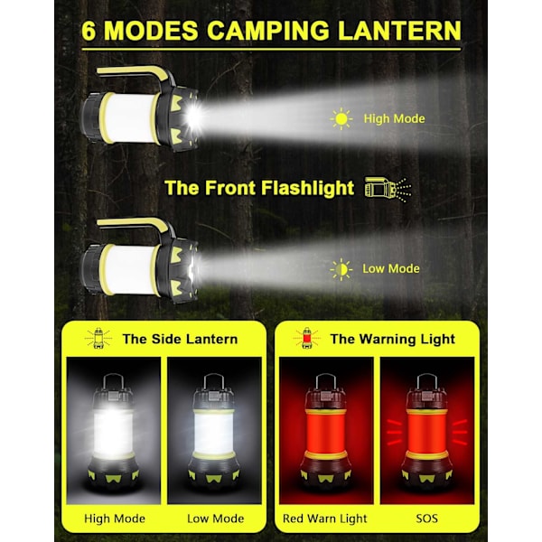 LED-campinglykta 360° belysning 6 lägen vattentät bärbar hängande för camping/nödsituation/garage etc