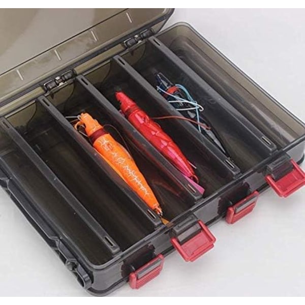 Grids Dubbelsidig Fiske Lure Hook Tackle Box Synlig Hård Plast Klar Fiske Krokar Tillbehör Förvaringslåda Behållare (Grå-14 Rutnät) 27*18*4.7 cm