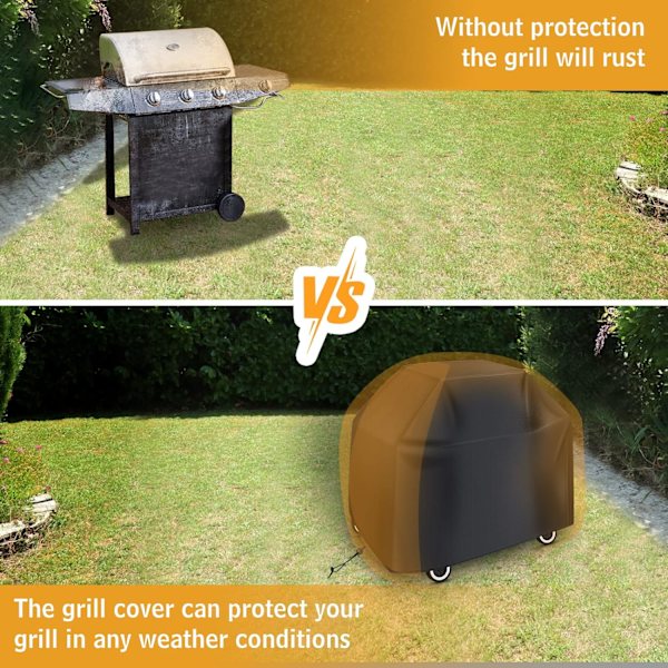 Grillovertræk, Udendørs BBQ Beskyttende Presenning, Vandtæt Plancha Betræk, UV-beskyttelse, Vindtæt, Støvtæt (147x61x117cm Sort)