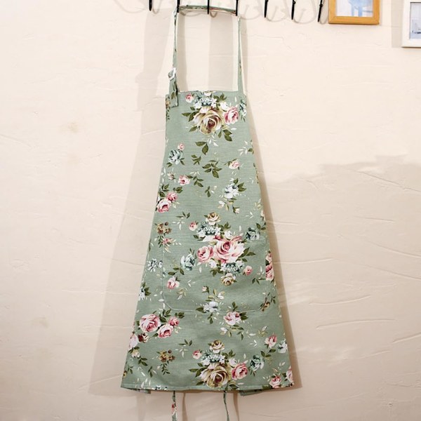 Blommigt förkläde för kvinnor, justerbart köksförkläde vintage blomförkläden med fickor unisex vattentätt förkläde för matlagning bakning trädgårdsarbete