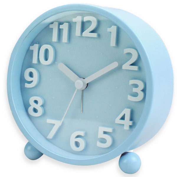 Analog väckarklocka utan tickande, metall svart 3D-siffror stor, tyst sängbordsur, väckarklocka sovrum kontor resor blue