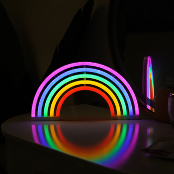 Neonvalot, riippuvat neonvalot USB/ akkuplanet-lamppu Neonvalo baariin, hääsisustus, syntymäpäiväjuhla jne. (Rainbow, 30,3 * 2 * 18 cm)