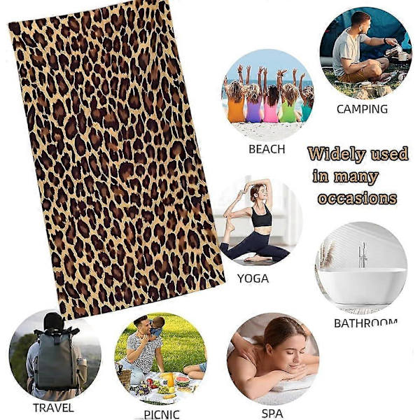 Leopard Strandhåndklæde, Leopard Print Badehåndklæder, Absorberende Mikrofiber