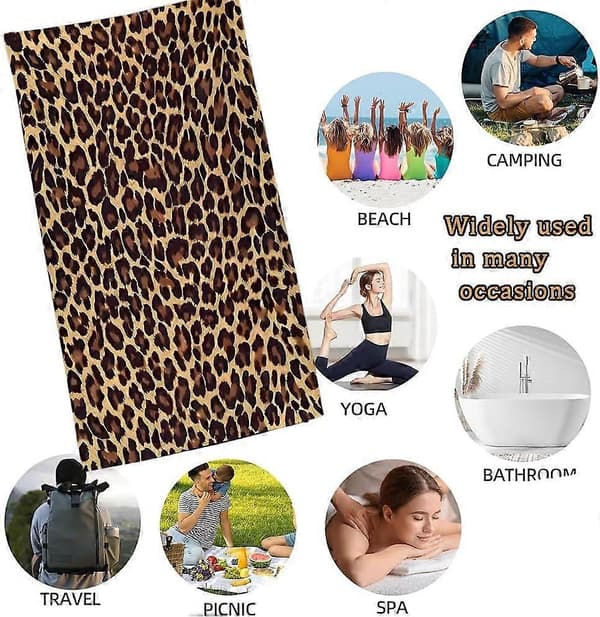 Leopard Strandhåndkle, Leopardmønstret Badehåndklær, Absorberende Mikrofiber