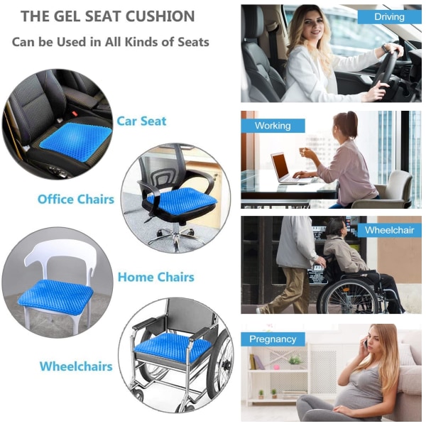 Geelinen istuintyyny Ortopedinen istuintyyny kaksikerroksinen paksuuntuva istuintyyny, hengittävä lievittää lantion väsymystä autoon, toimistoon ja pyörätuoliin