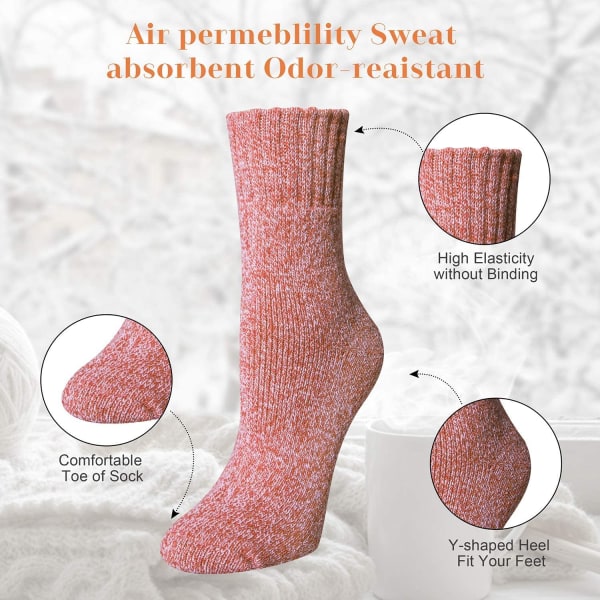 5 paria naisten thermal talvivillasukat,naisten hengittävät pehmeät paksut sukat Värikkäät naisten sukat Laadukkaat joululahjat naisille