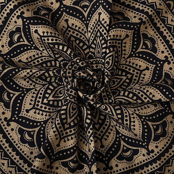 Tapet Mandala, Boho Vægdekoration, Sort Guld Æstetisk Værelse Indretning, Vægklæde Psykedelisk Vægophæng 100x150 cm C 100*150cm