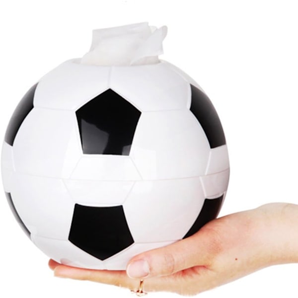 Fodbold Tissue Box Holder Cover Kreativ Rundformet Papirholder til Hjem Soveværelse Kontor Dekoration Hvid White