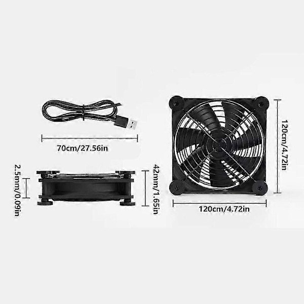 DC5V 120mm USB Køleventilator til Routere Modem Receiver DVR TV