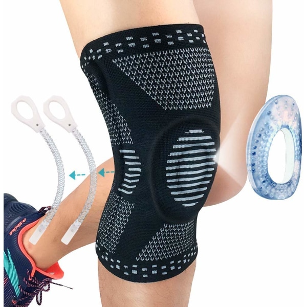 Ultra ergonomisk tri-vävd neopren vadderad knäkompressionsstödhylsa ledvärk artrit tendinit, bursit, knäbesvär (svart, M)