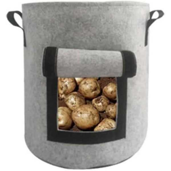 2 stk. kartoffelplanter, kartoffeldyrkningsposer 10 gallon, kartoffelplanter til dyrkning af kartofler, kartoffeldyrkningsposer med flap (grå)