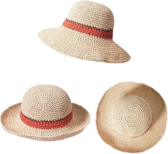 Solhatt Floppy Halmhatt Bred Brätte Fällbar UV-skydd Hink Sommar Strandhatt för Flickor Kvinnor Beige Beige