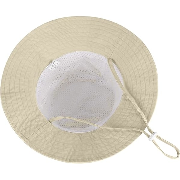 Solhatt för småbarn, unisex, bred brätte, justerbar, beige